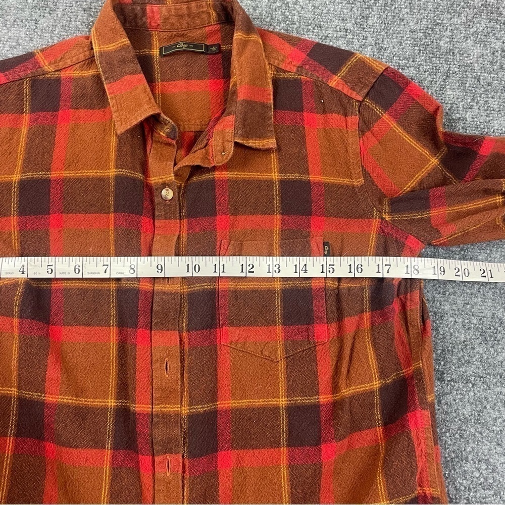 OBEY Men’s Gower Woven Long sleeve Button Down brown/orange plaid size: Large - Picture 7 of 8